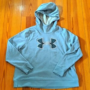 Grey under Armour hoodie. Grey and pink logo